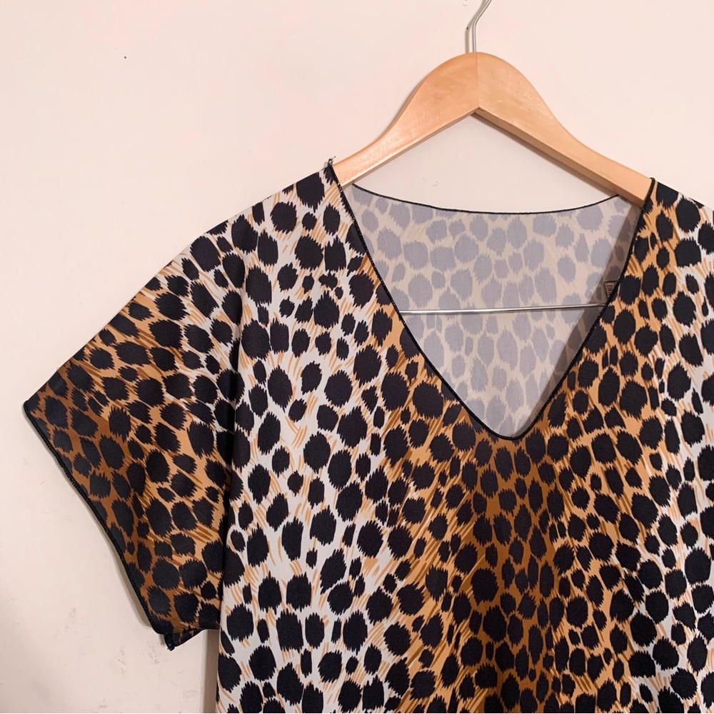 Vintage Undercover Wear Leopard Print Slip Dress Short Sleeve Flowy Tunic Top Os View 5
